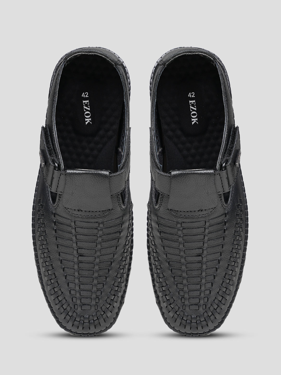 Ezok Men's Casual Leather Shoes | Easy Velcro Closure | Stylish & Comfortable